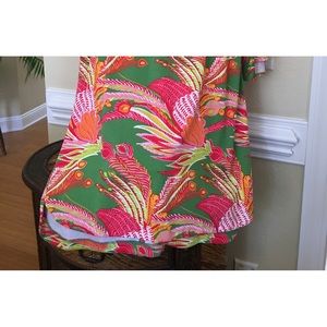 Womens 3/4 sleeve spring/summer/fall dress beautiful tropical multi color,